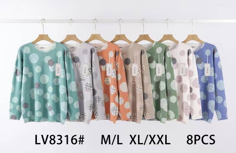 Swetry damskie Roz M/L-XL/2XL. Mix kolor. Paczka 8 szt